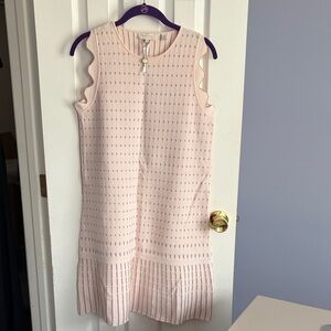 Ted Baker Relioa Flippy Metallic Jacquard Dress - Baby Pink Gold Accents US 8